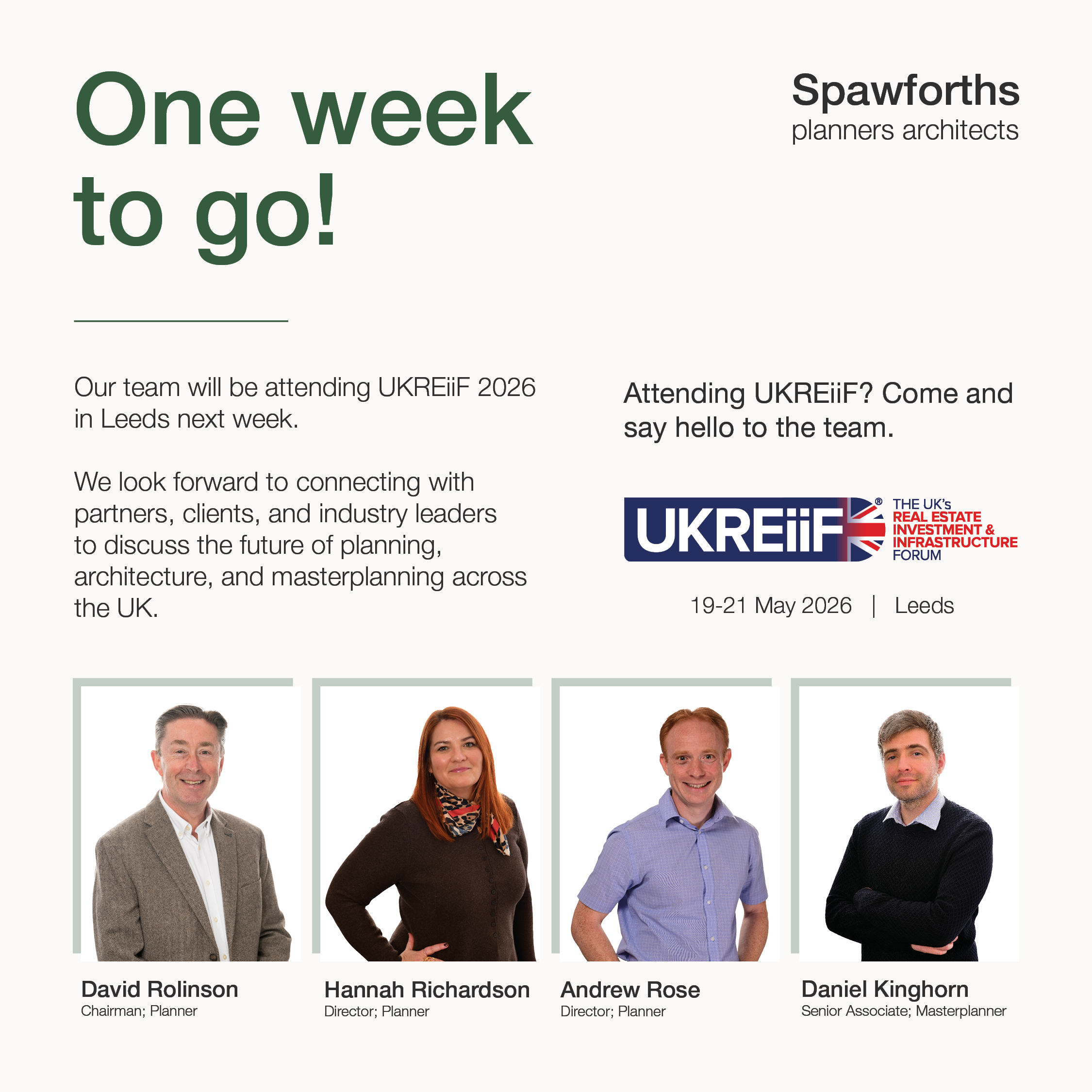 Spawforths UKREiif 1 week to go